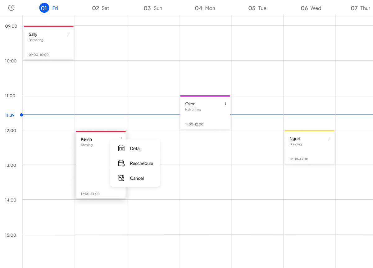 booking calendar view